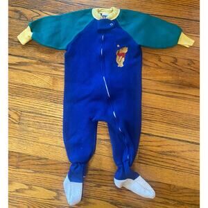 Vintage Disney Winnie The Pooh Primary Color Unisex Fleece Blanket Pajamas 3t